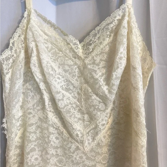 Vintage 60s Ivory Lace Slip Dress Made in USA S - Picture 4 of 13